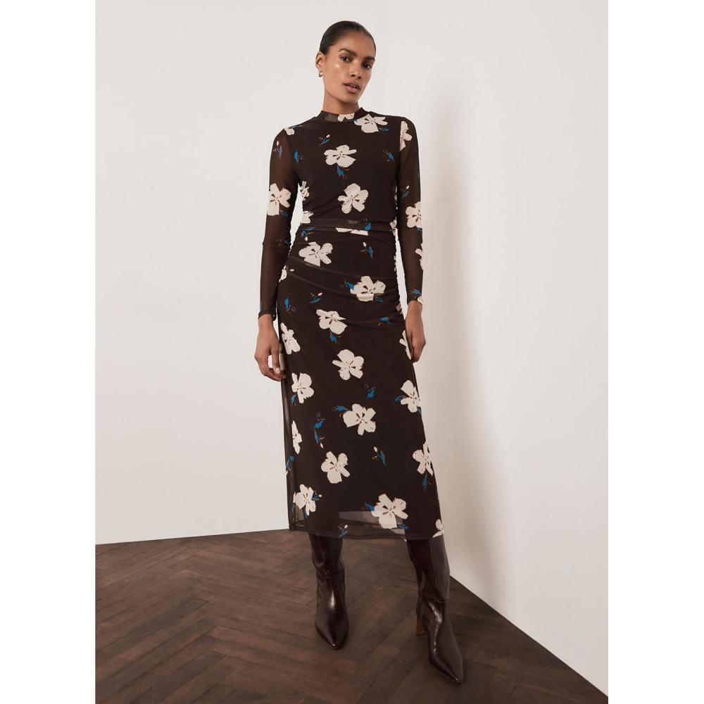 Mint Velvet Floral Mesh Midi Dress